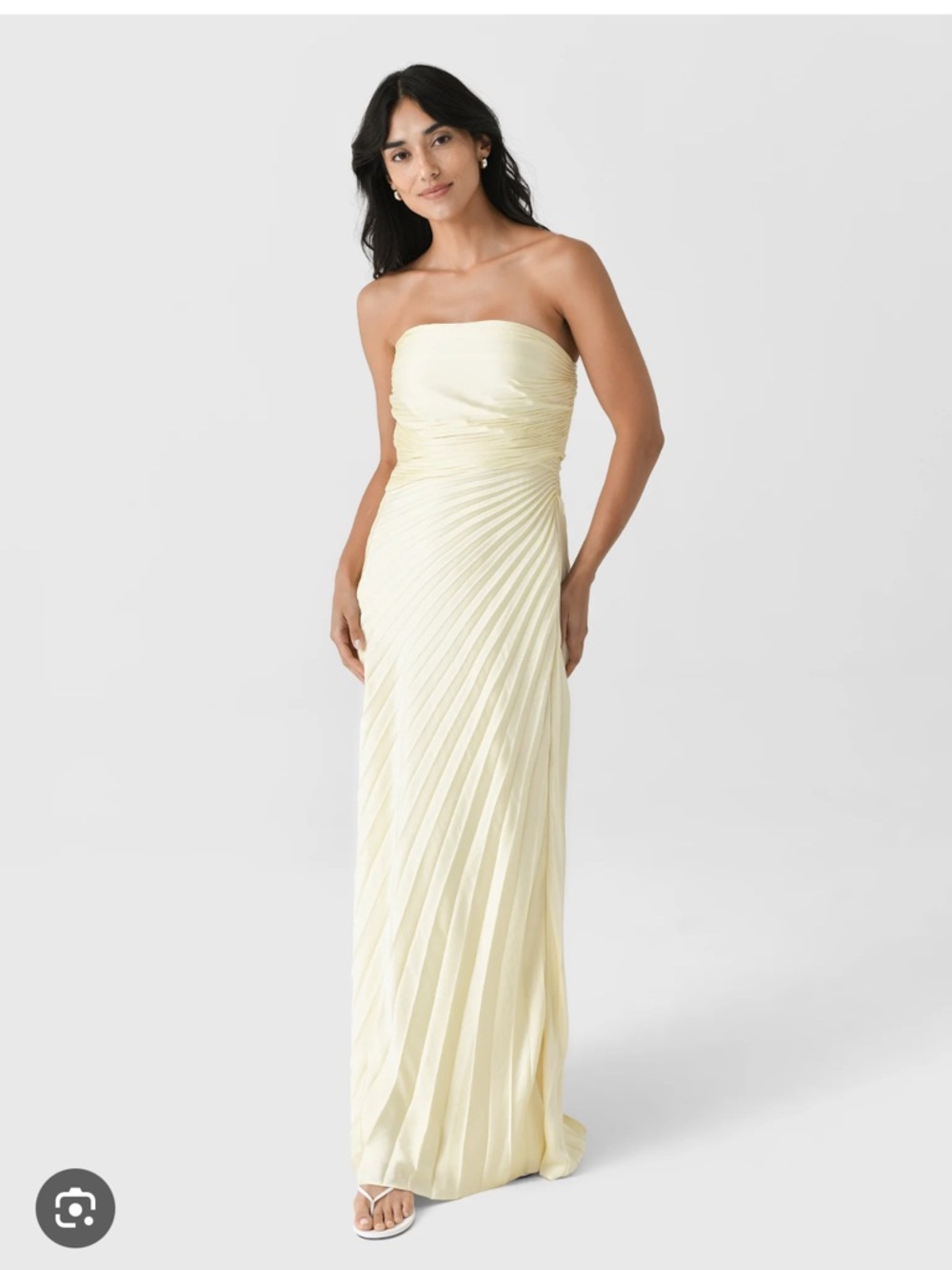 A.L.C. Bianca Strapless Pleated Maxi Dress - yellow